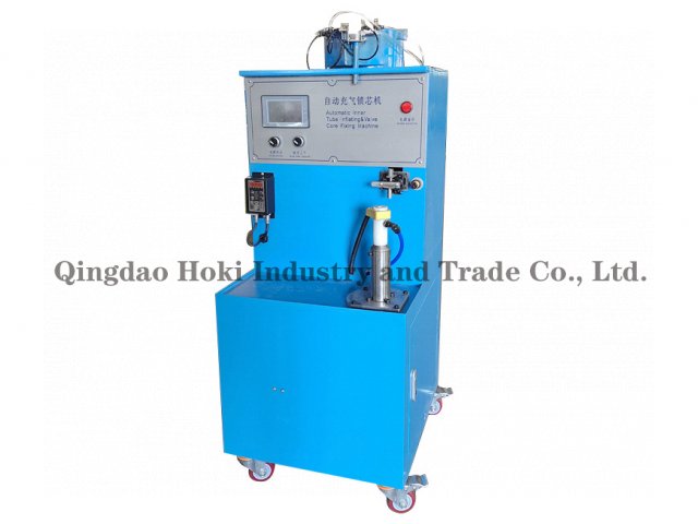 Automatic inner tube inflating & valve core fixing machine